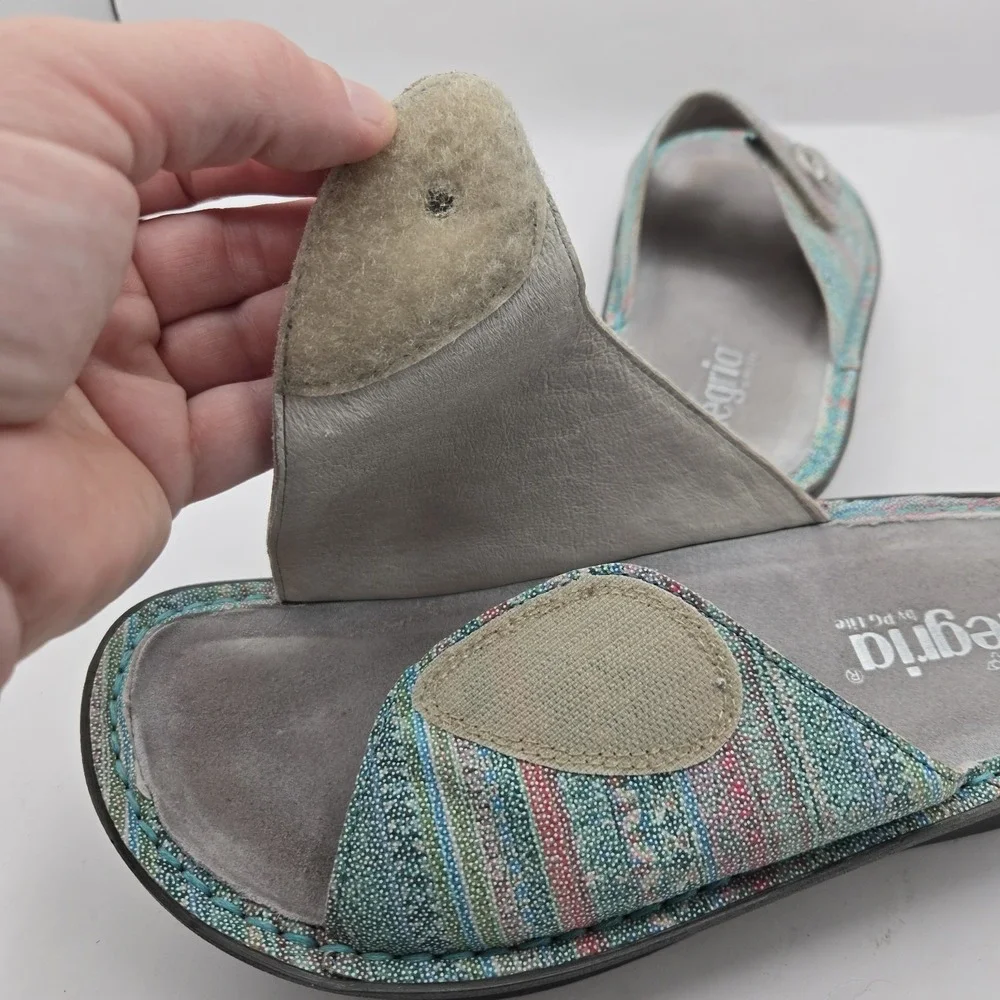 ALEGRIA Kylee Leather Printed Slide Sandals Seascape‎ Starfish EU 37 US 6.5
